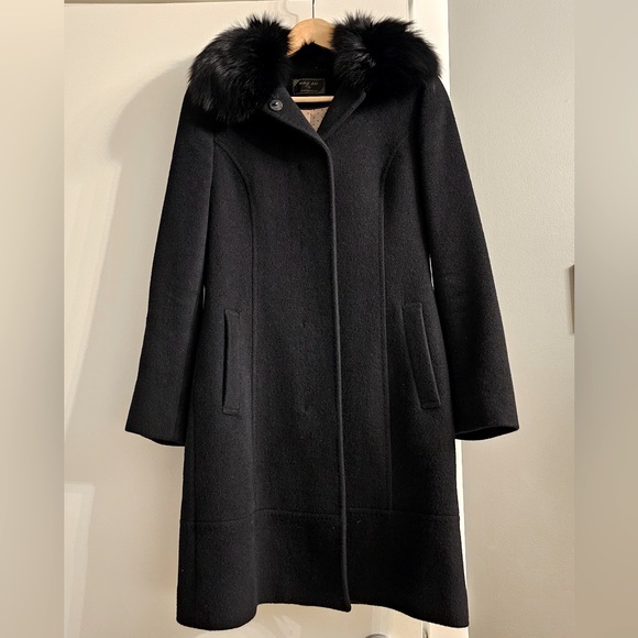 New Japanese Designer Any Sis by Kumikyoku Sis Black Wool Blend Soft Fur Coat 2 - Picture 1 of 3